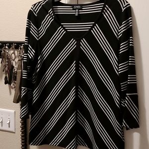 Jones New York Stripped Black and White Top